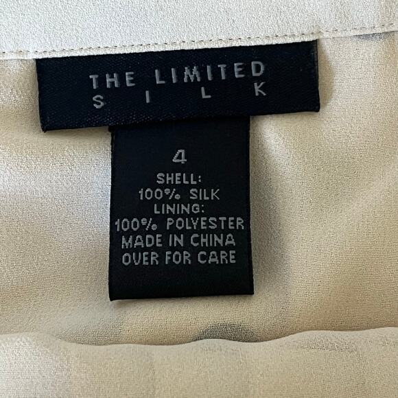 The Limited Silk Pleated Beige with Black Polk Dots Knee Length Skirt Size 4 - Picture 5 of 7